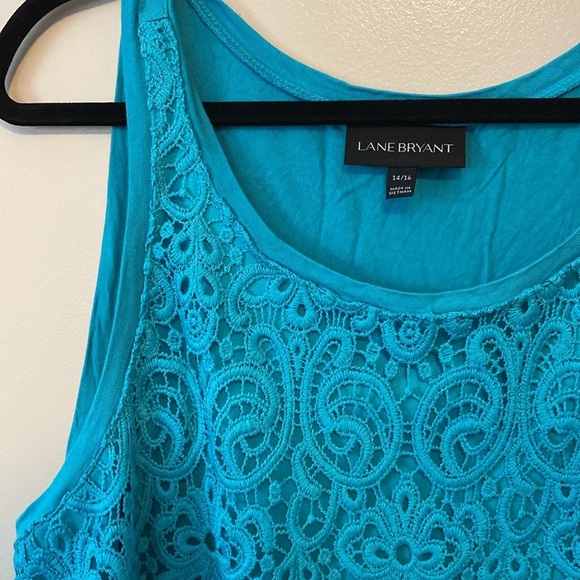 Lane Bryant Teal Lace Top 14/16 - Picture 3 of 5